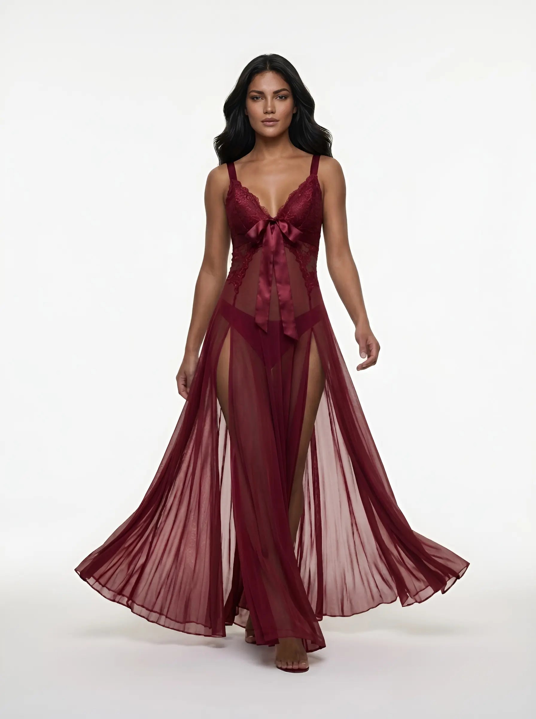 The Twin Slit Tulle Gown