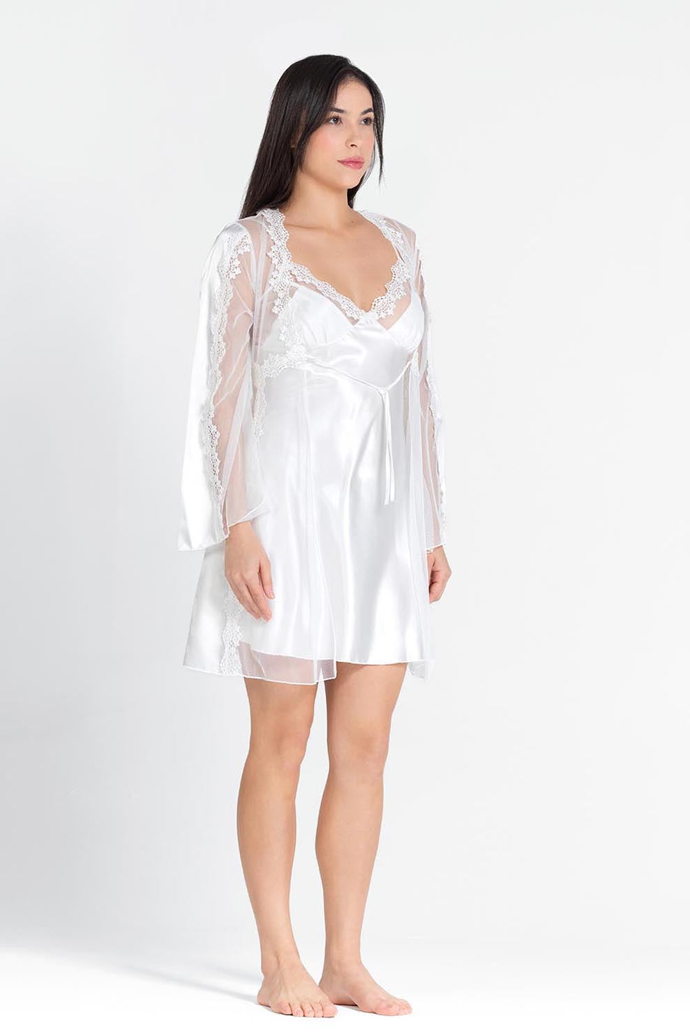 The Angelique Satin Lace Nightdress Set