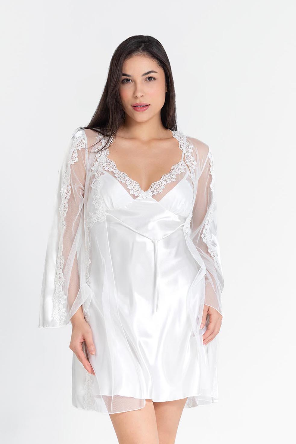 The Angelique Satin Lace Nightdress Set