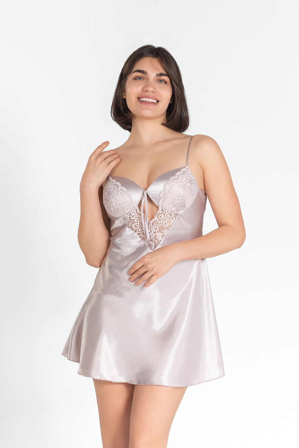Whisper Lace Satin Babydoll