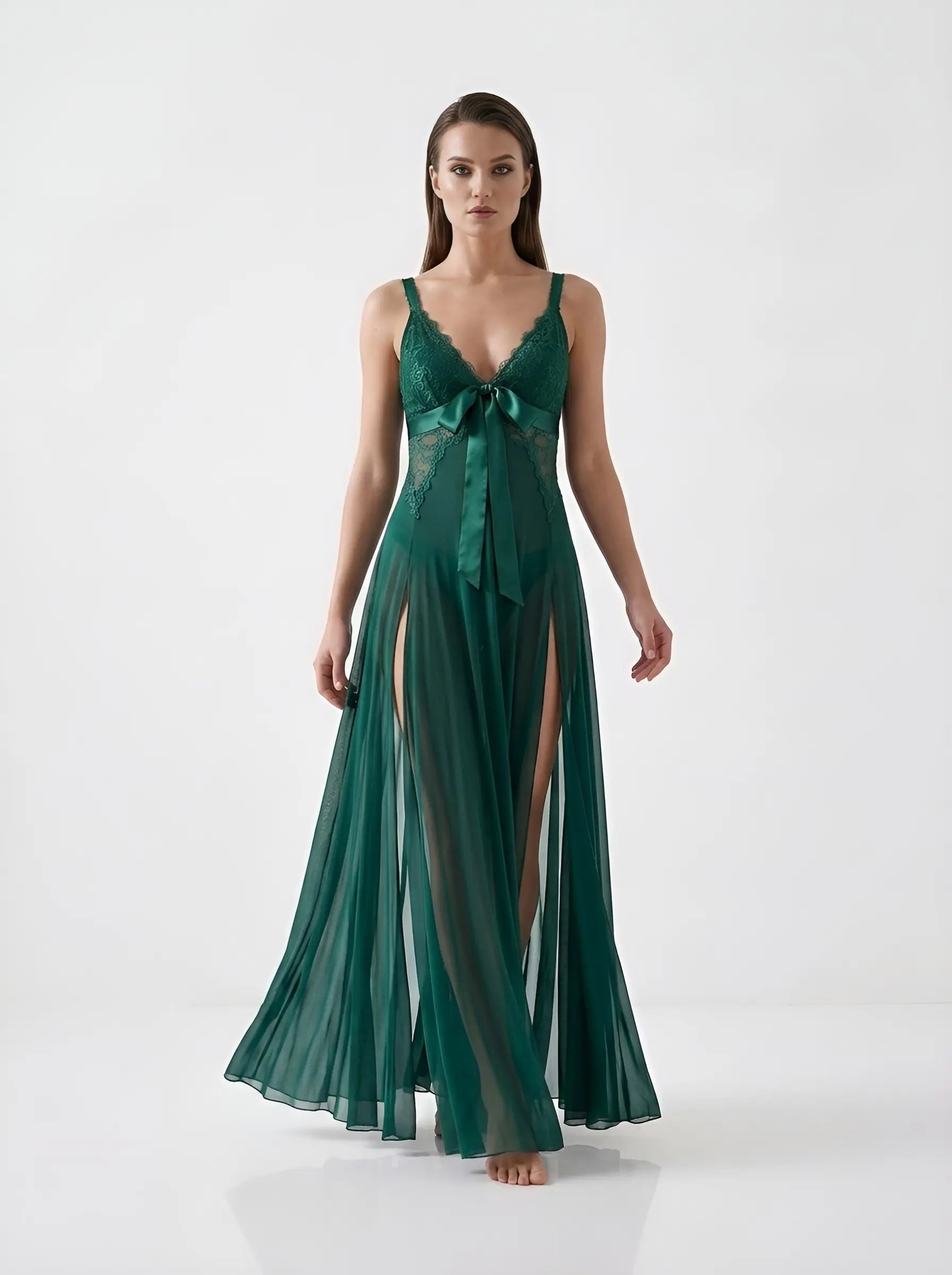 The Twin Slit Tulle Gown