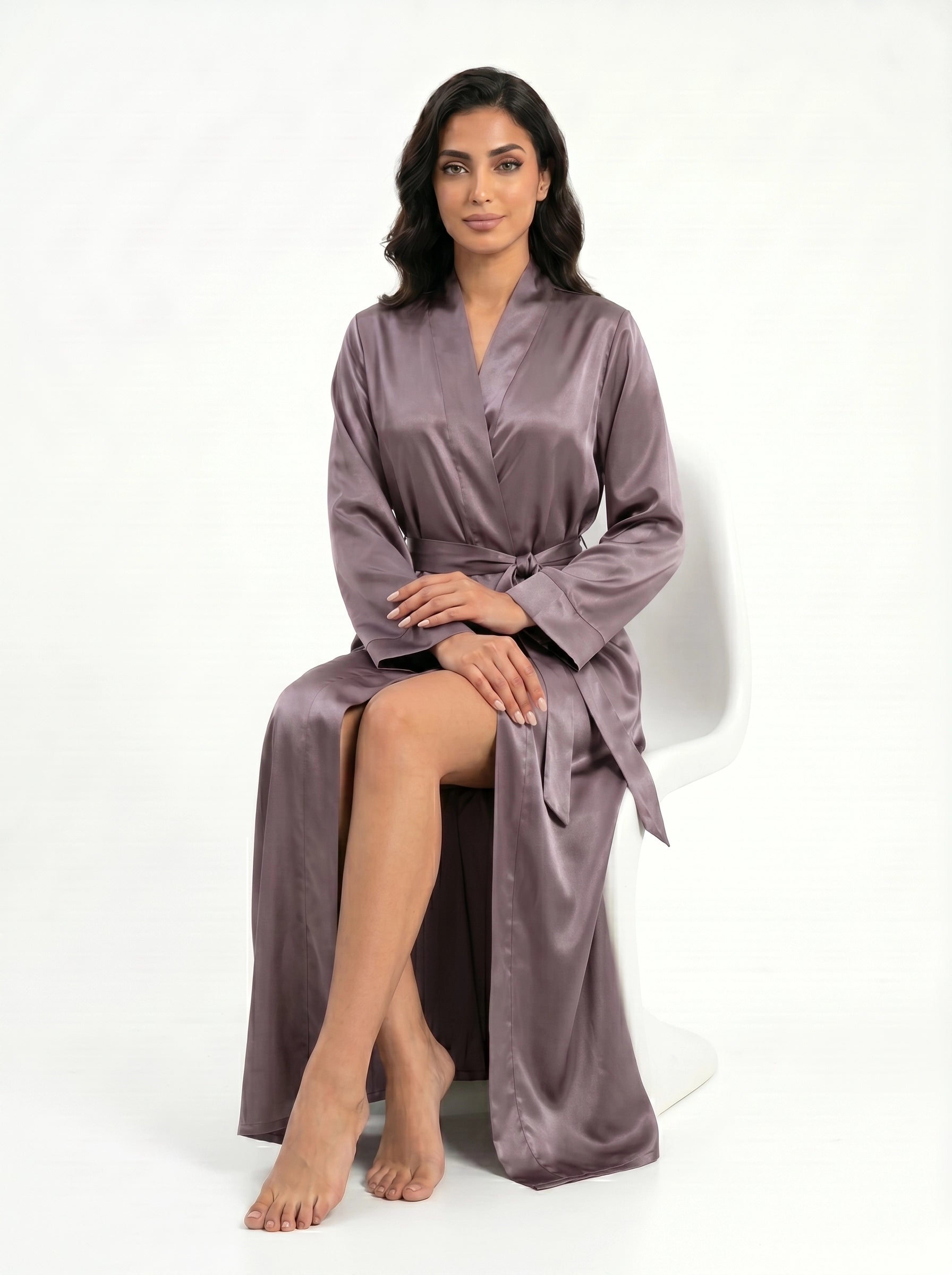 emerald satin robe