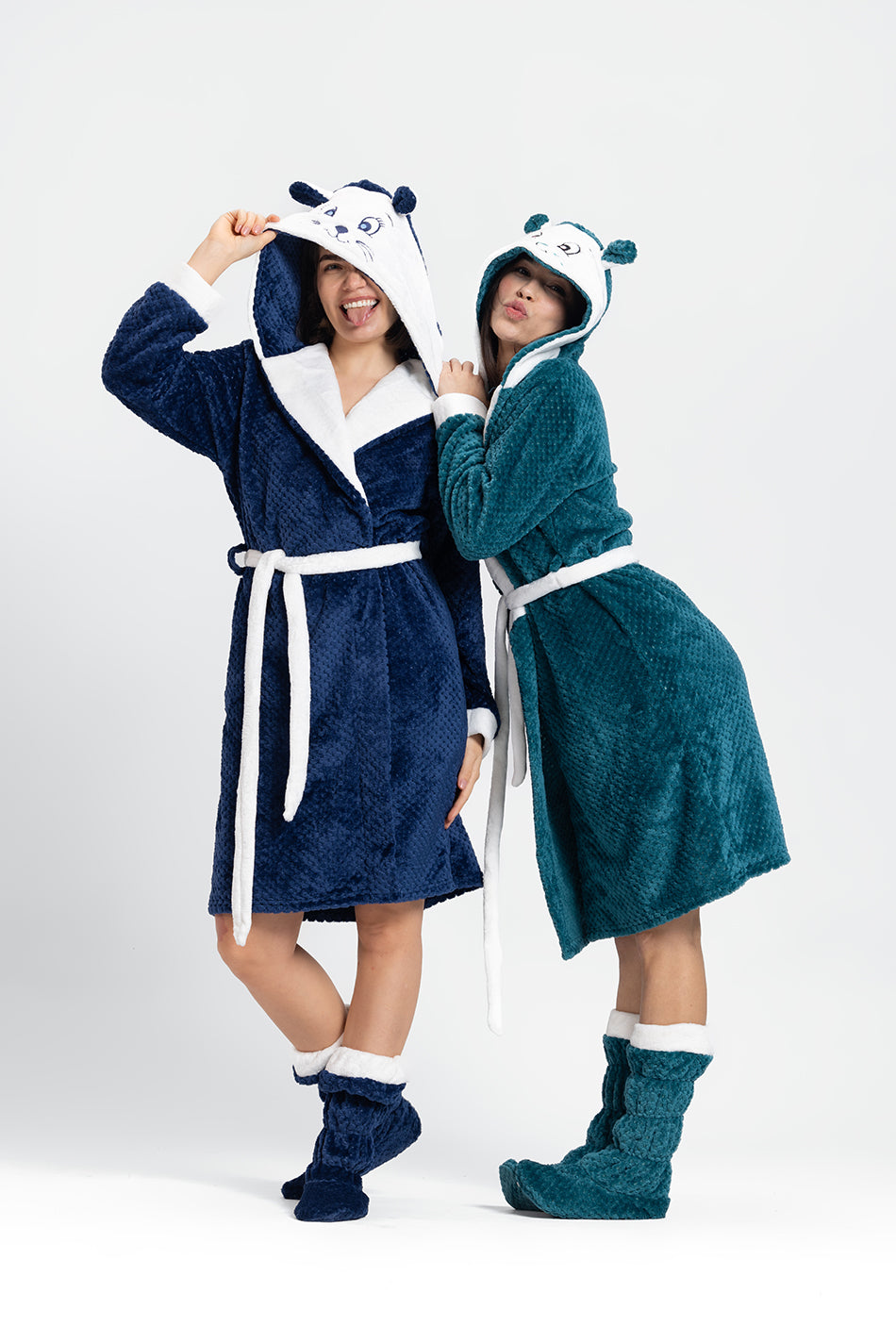 panda-themed fleece robe