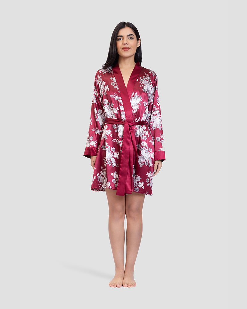 Floral Satin Elegance Robe