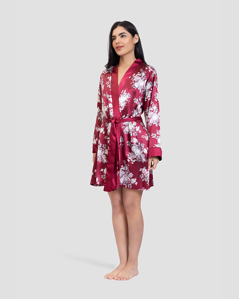 Floral Satin Elegance Robe