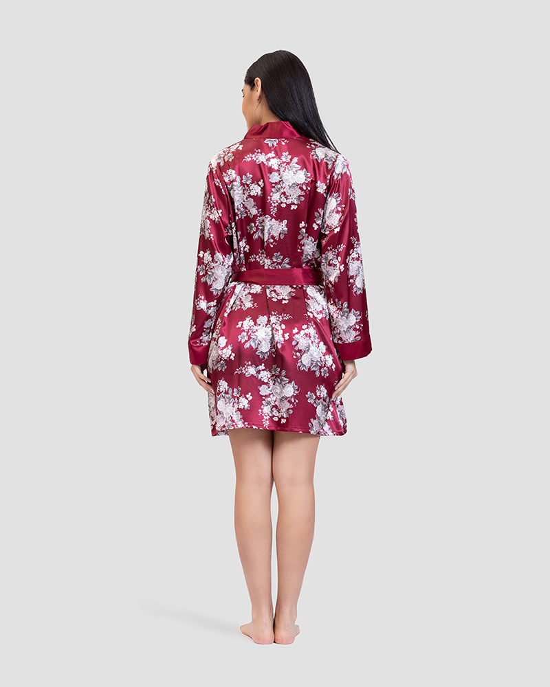 Floral Satin Elegance Robe