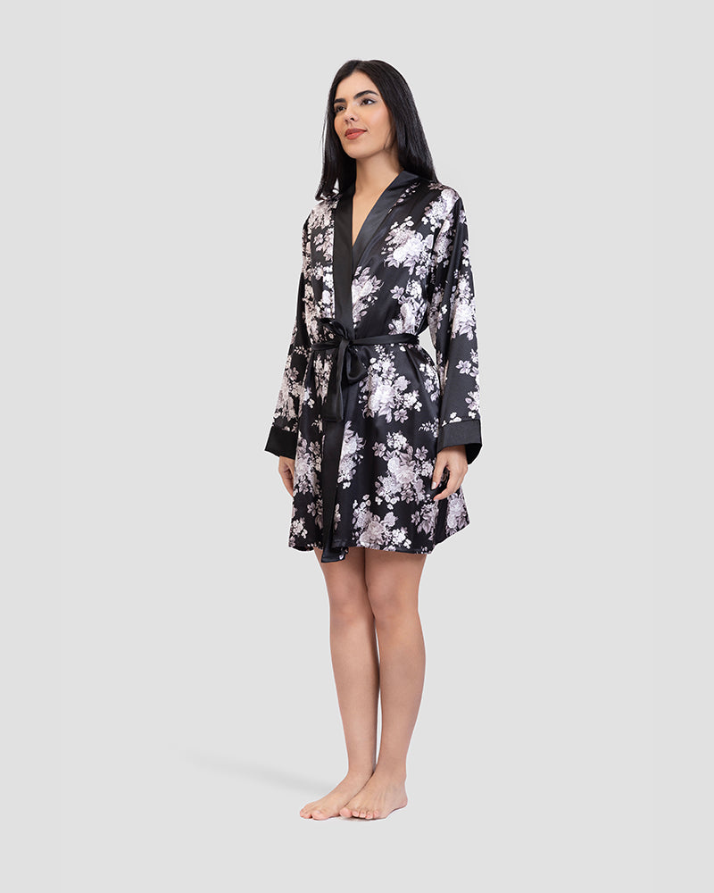 Floral Satin Elegance Robe
