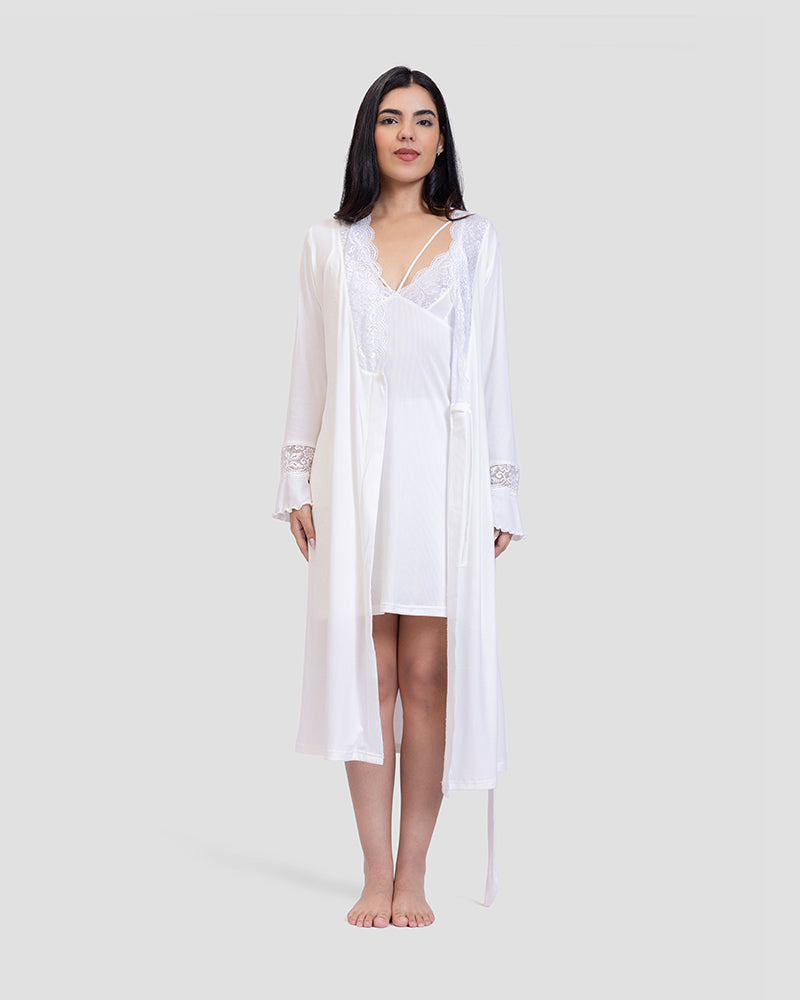 nighty & robe cotton set