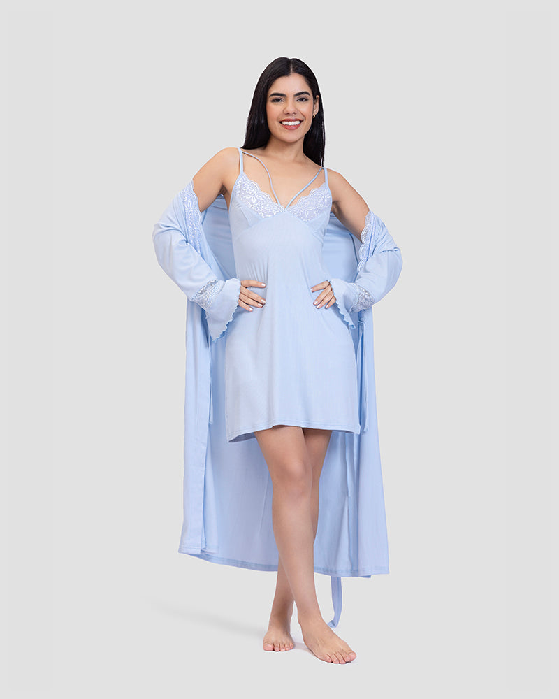 nighty & robe cotton set