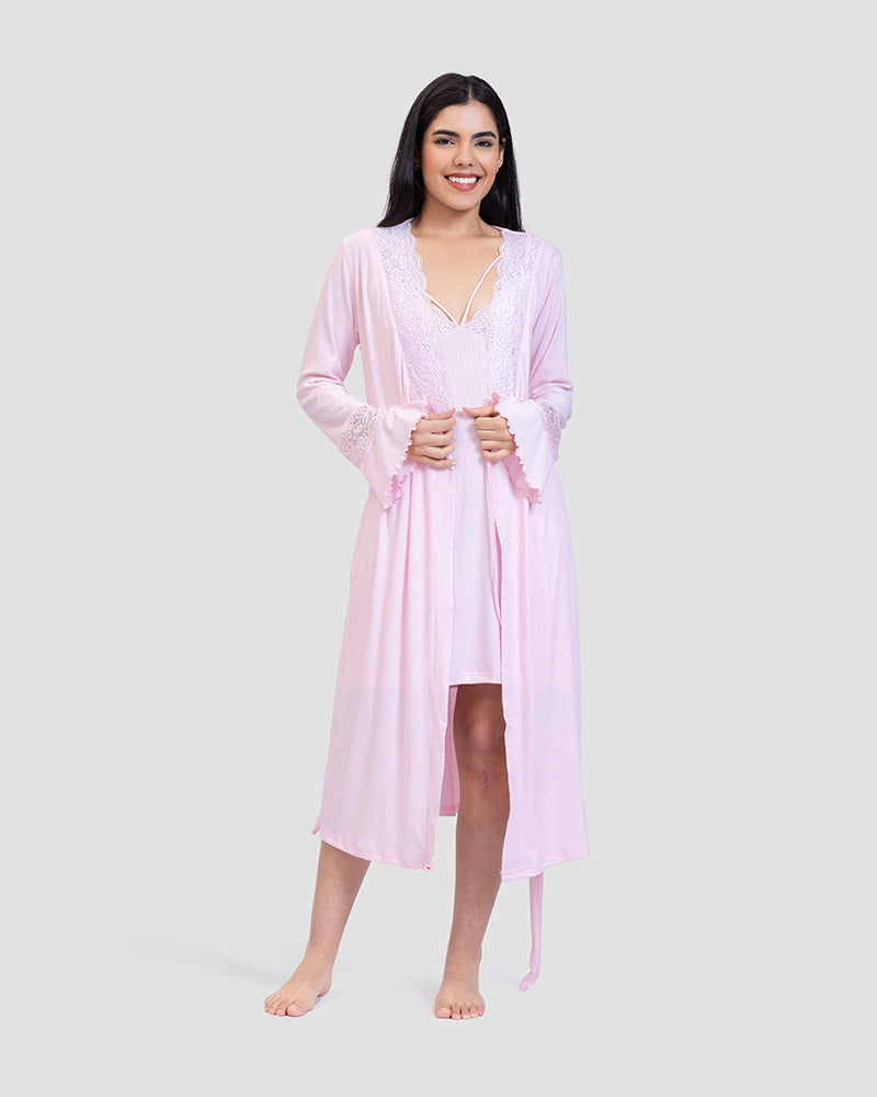 nighty & robe cotton set