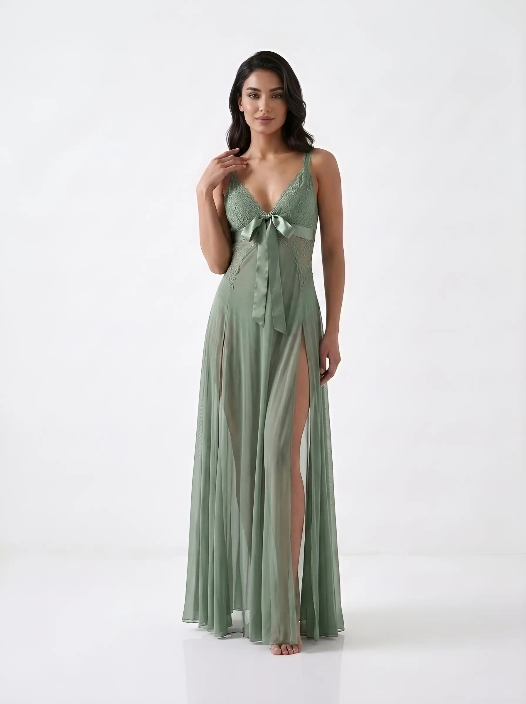 The Twin Slit Tulle Gown