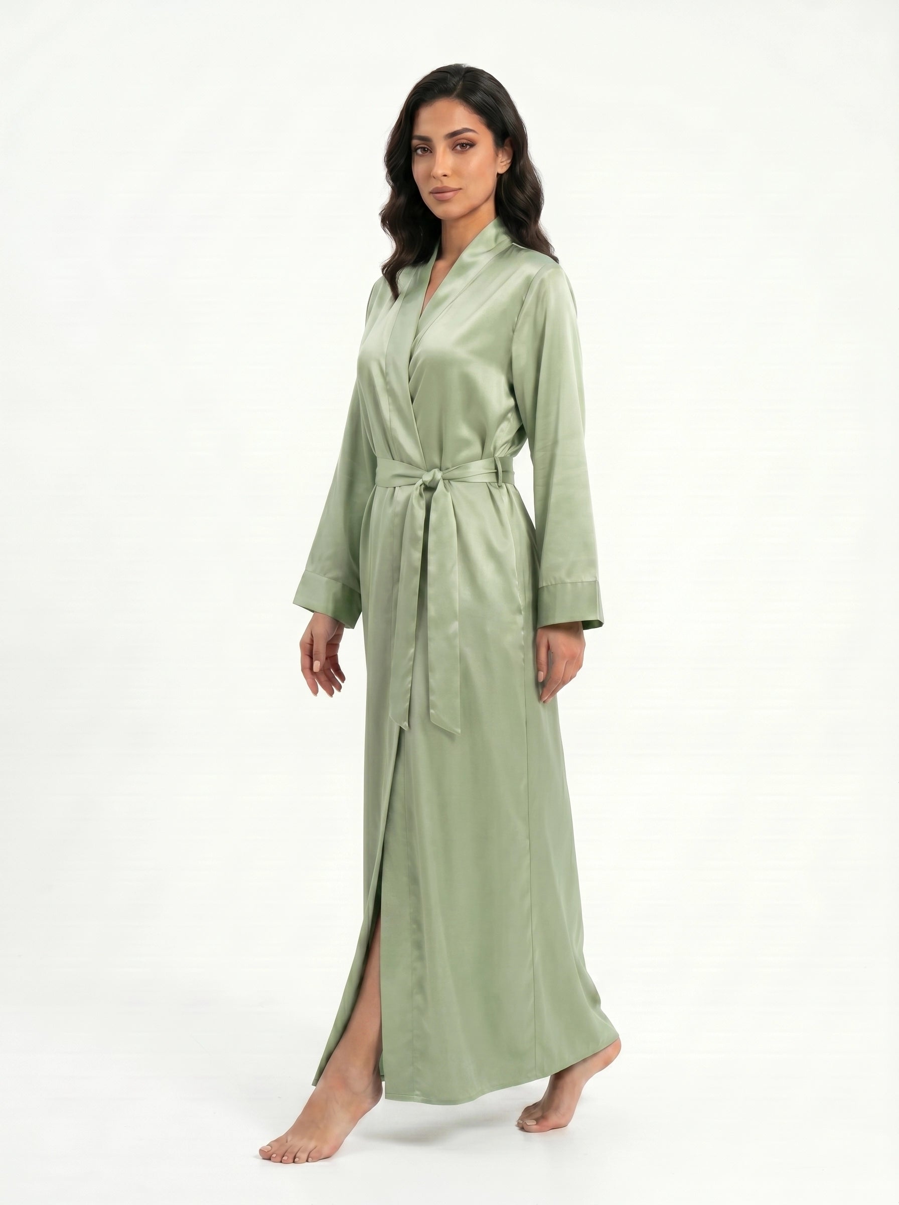 emerald satin robe