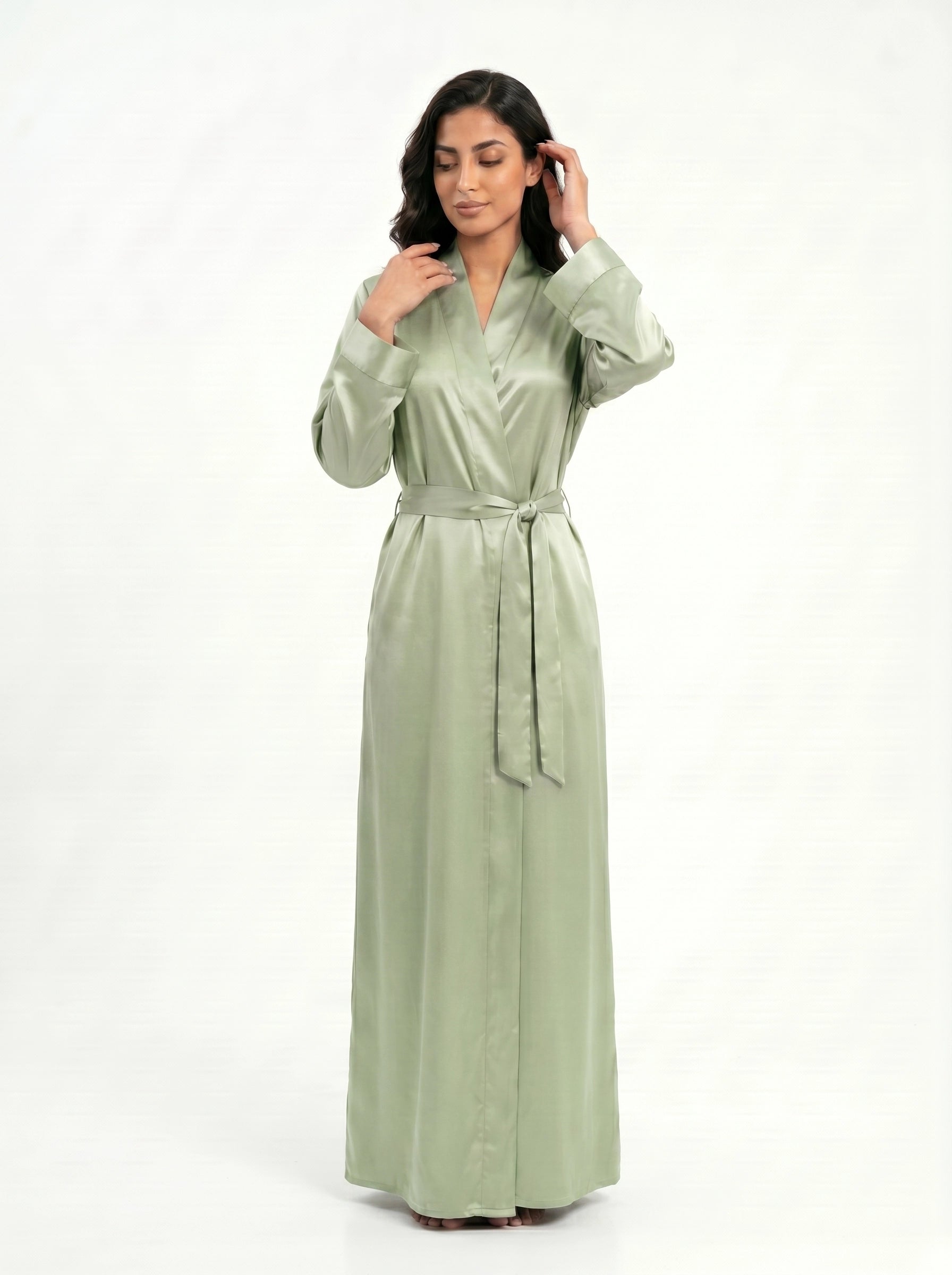 emerald satin robe