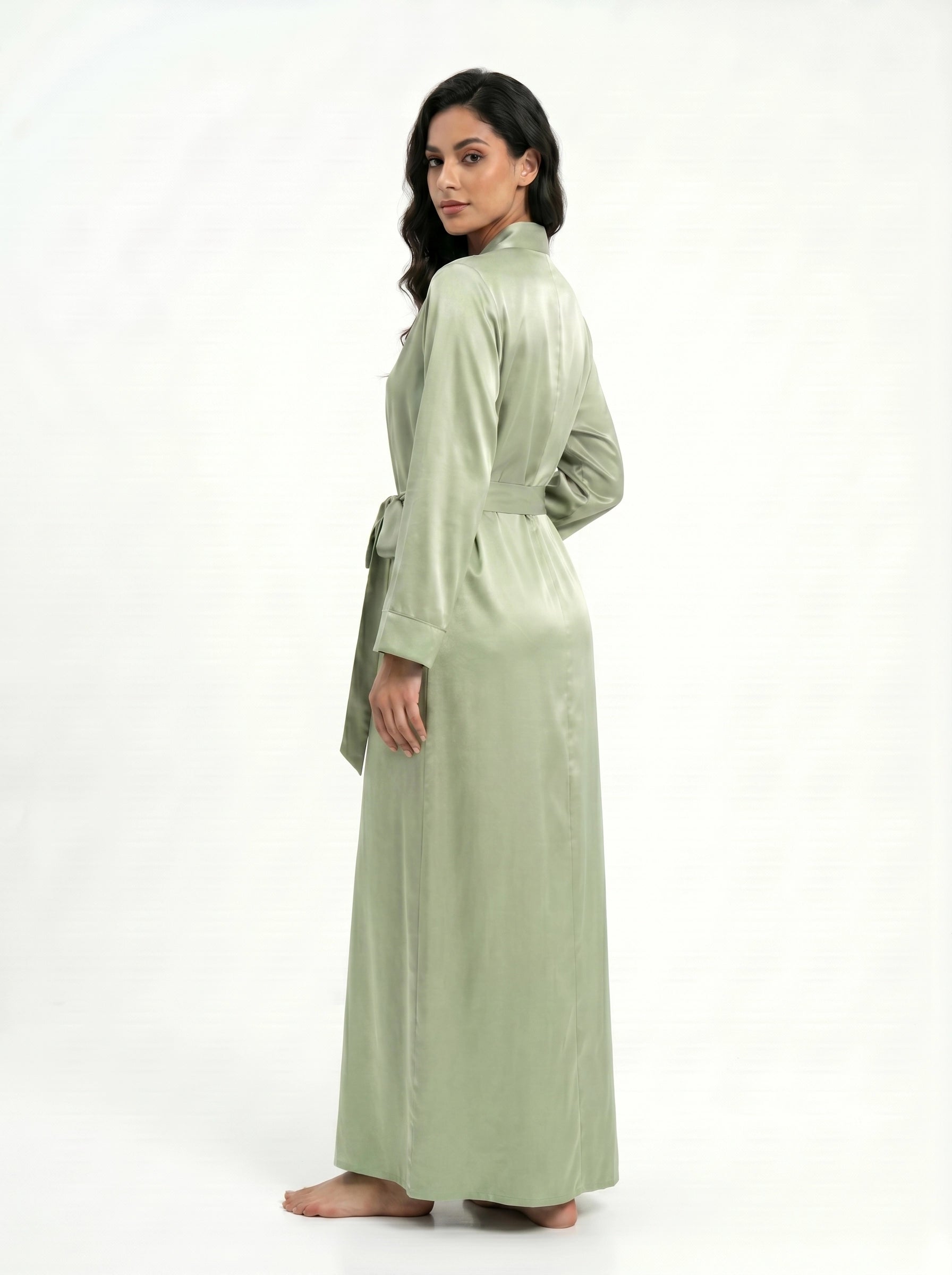 emerald satin robe