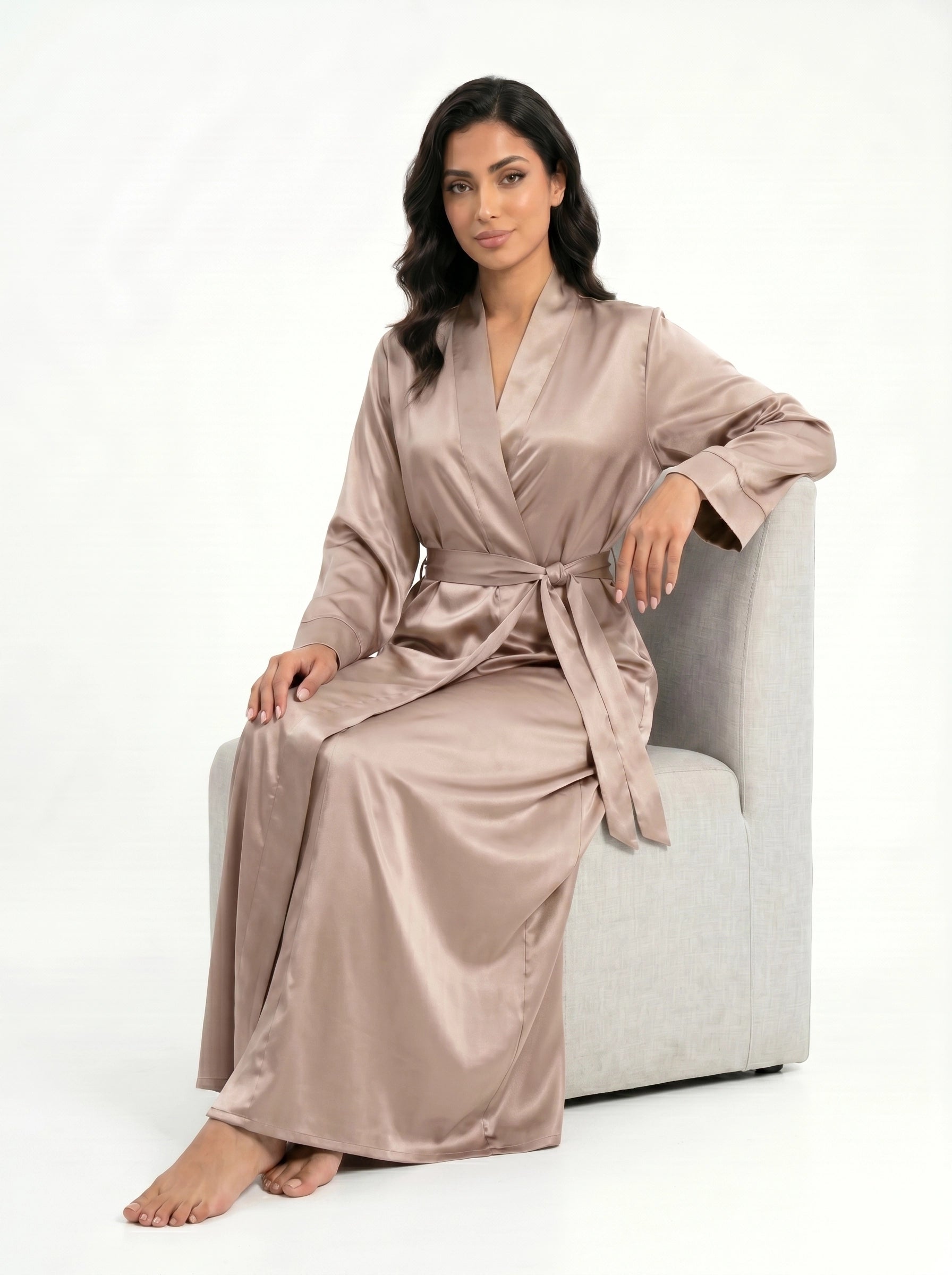 emerald satin robe