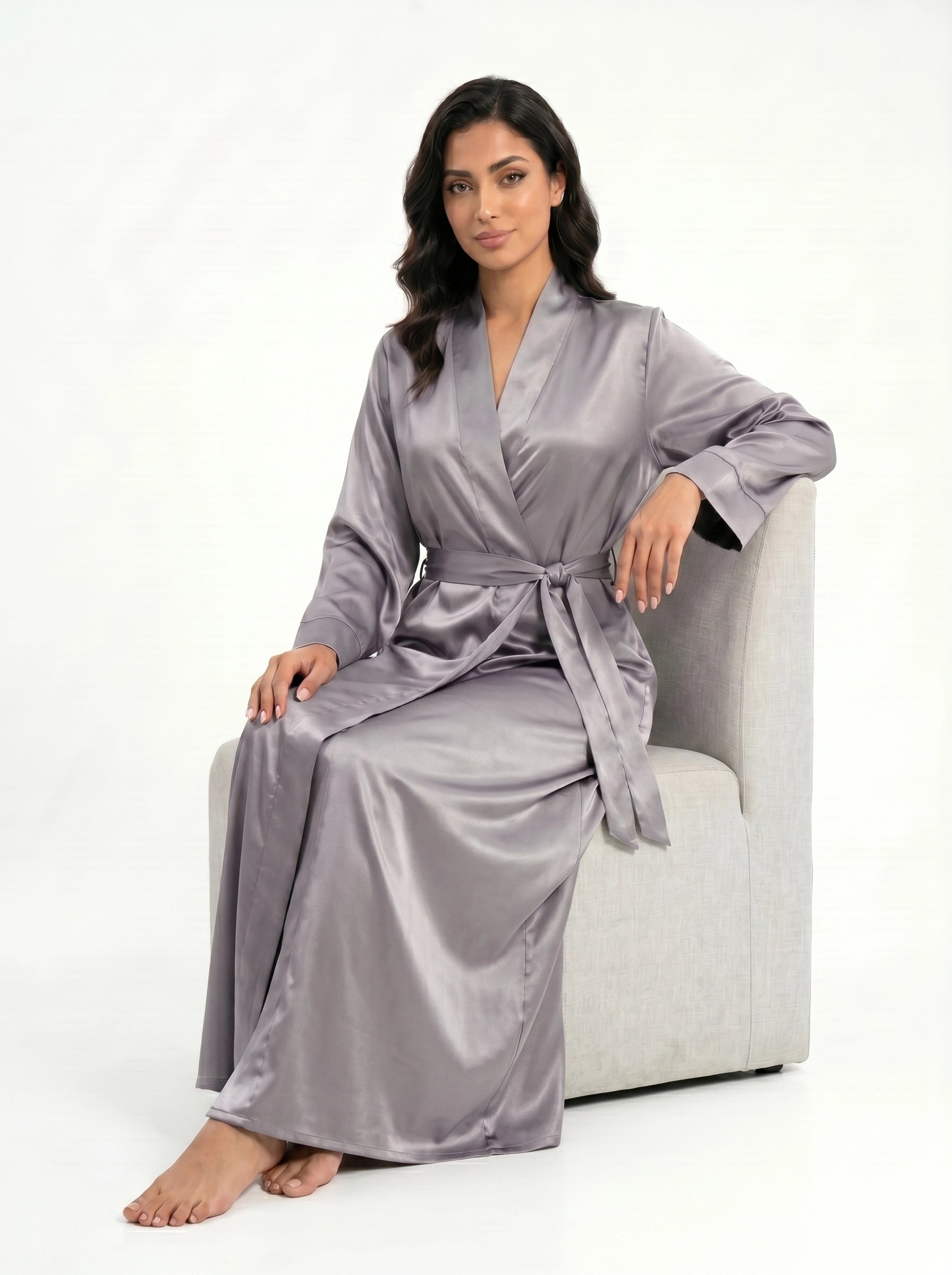 emerald satin robe