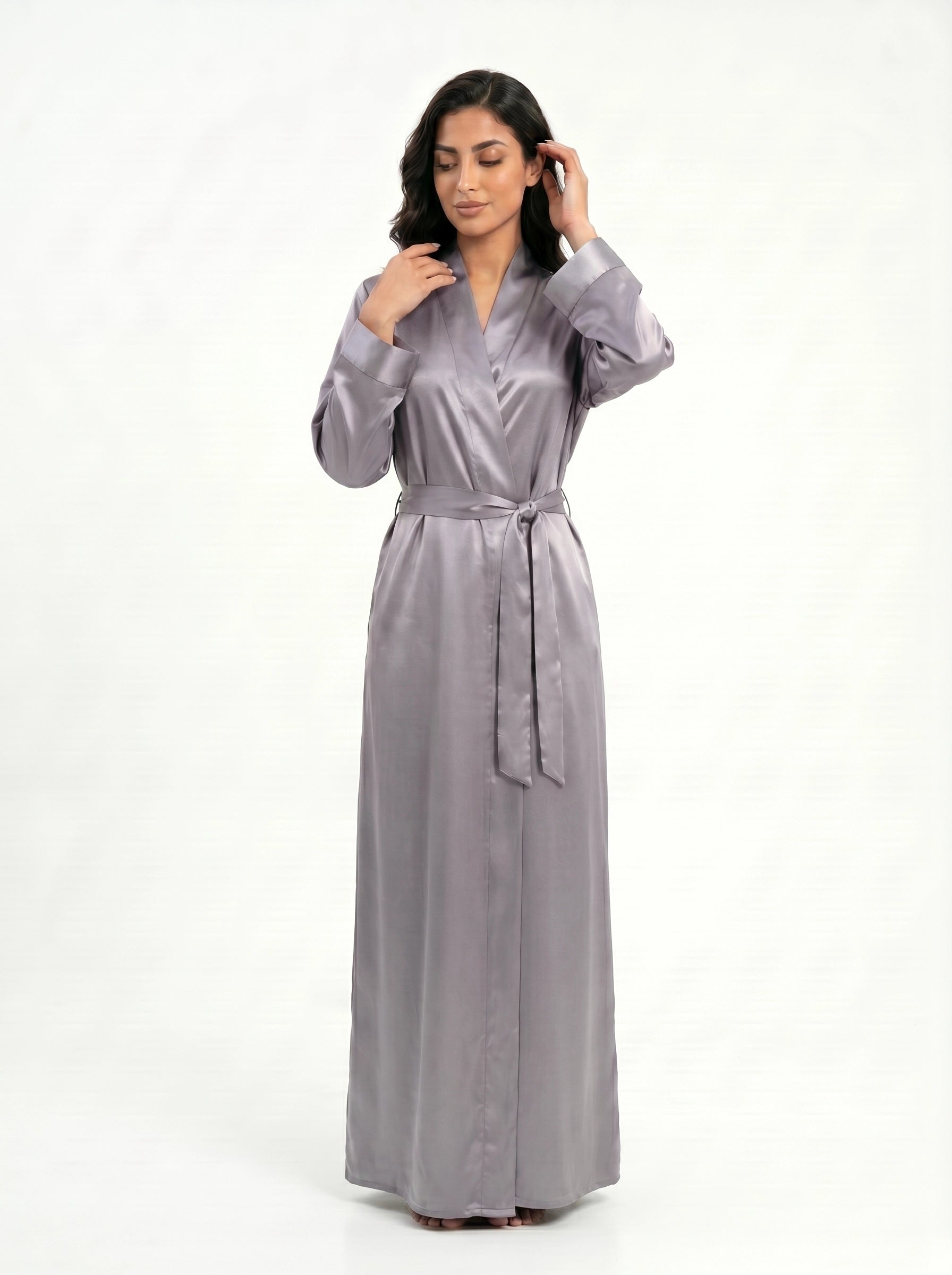 emerald satin robe
