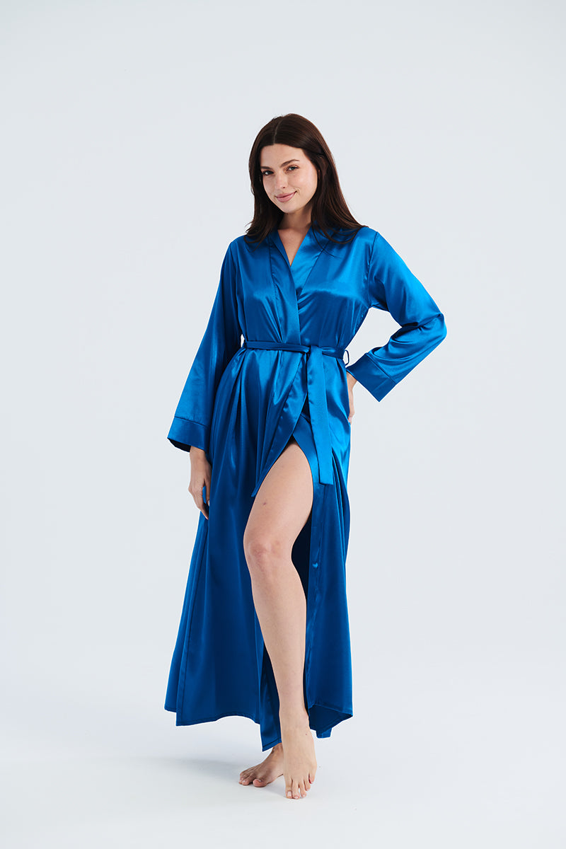 emerald satin robe
