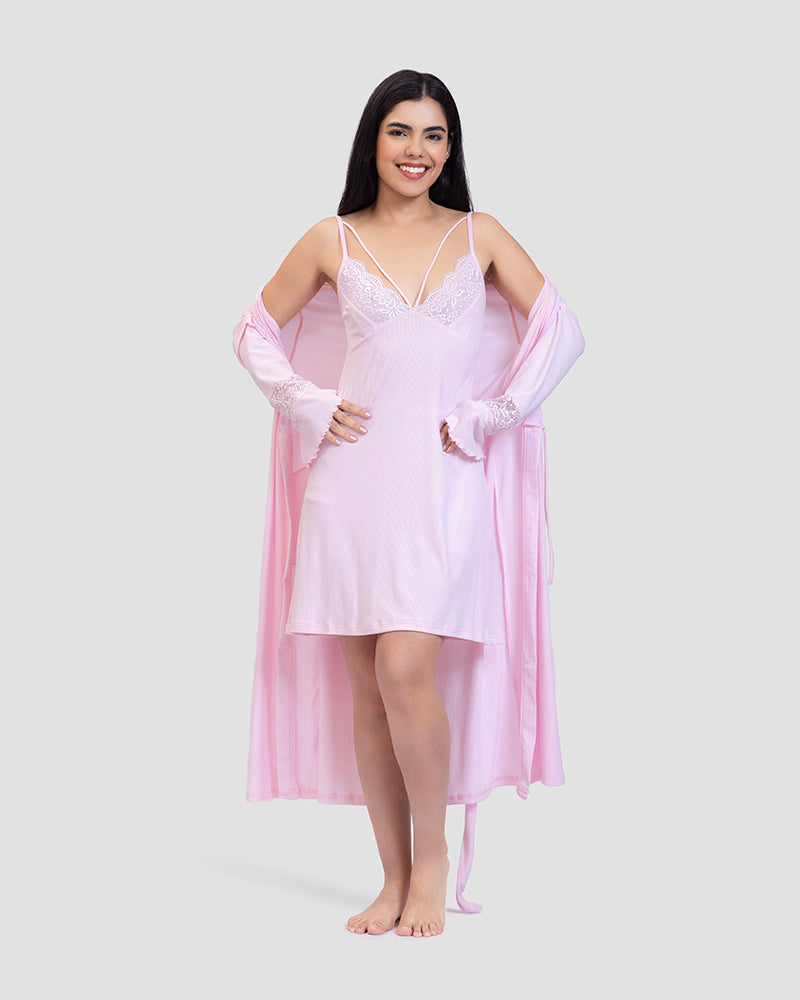 nighty & robe cotton set